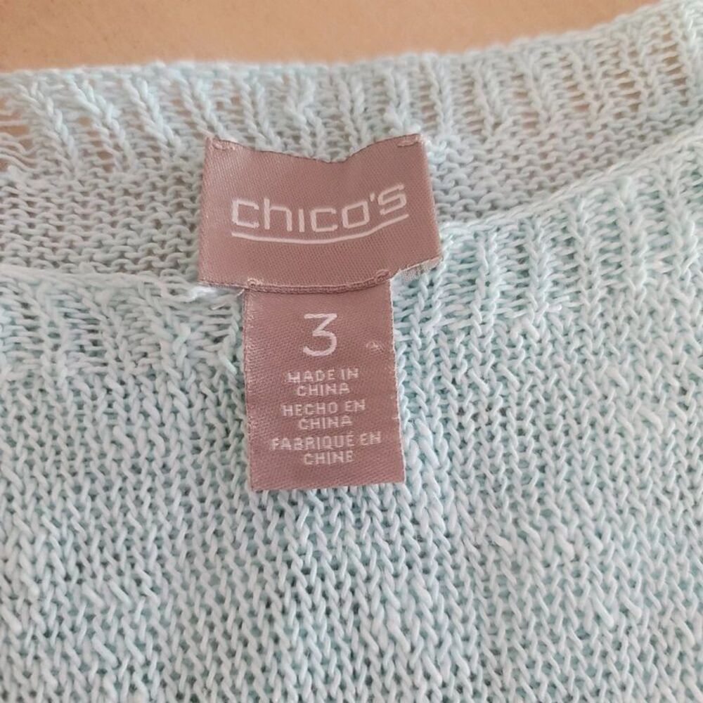 Chico's Sweater Blue XL Size 3 Coastal Preppy Lightweight - Picture 4 of 8